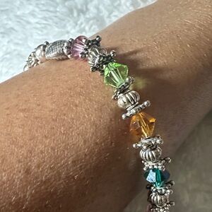 silver toned Multicolor Beaded Bracelet